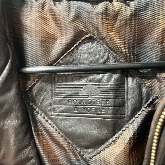 Vintage Roundtree & Yorke Leather Bomber Jacket Aviator Full Zip Black Vtg L - Picture 4 of 12